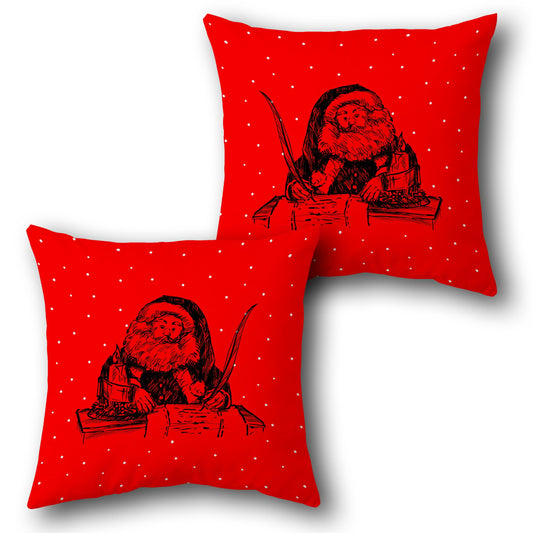 Vintage Santa Writing List  in Red Design Cushion Single (Front & Back)