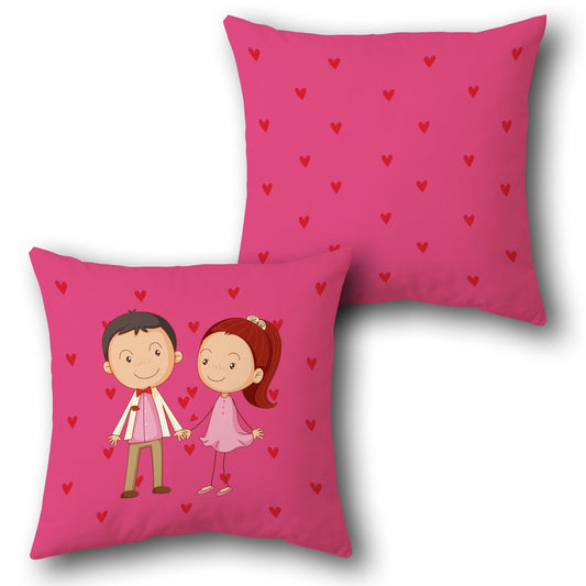 Valentine's Day Cartoon Couple Decorative  Design Cushion Single (Front & Back)