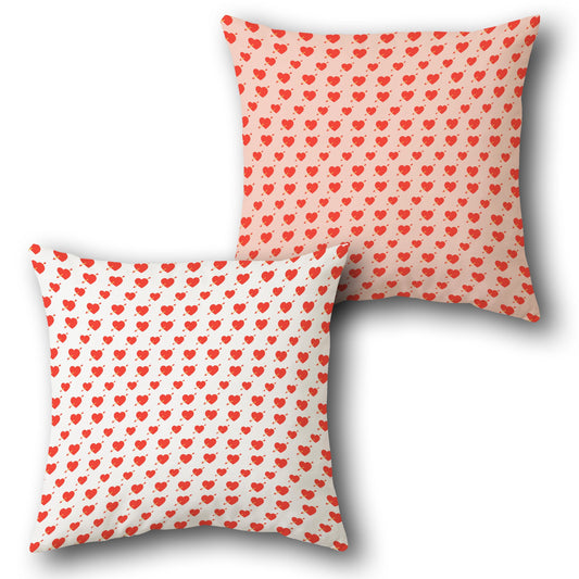 Romantic Red Hearts Printed  Design Cushion Single (Front & Back)