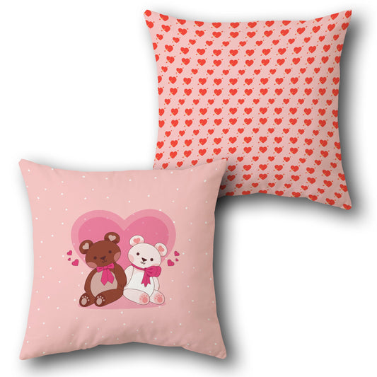 Teddy Love  – Cute Couple Bear  Design Cushion Single (Front & Back)