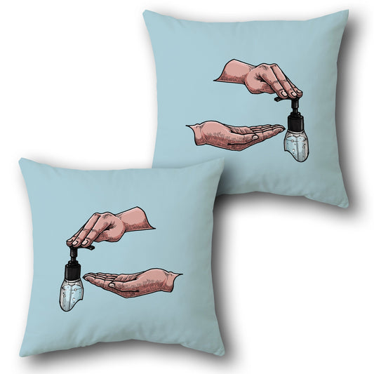 Hand Sanitizer Illustration Throw  Design Cushion Single (Front & Back)