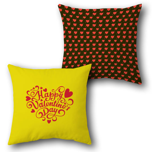 Happy Valentine's Day Heart Pattern  Design Cushion Single (Front & Back)