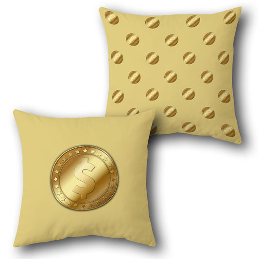 Golden Coin Luxe  Design Cushion Single (Front & Back)