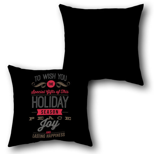Elegant Holiday Wishes Black    Design Cushion Single (Front & Back)