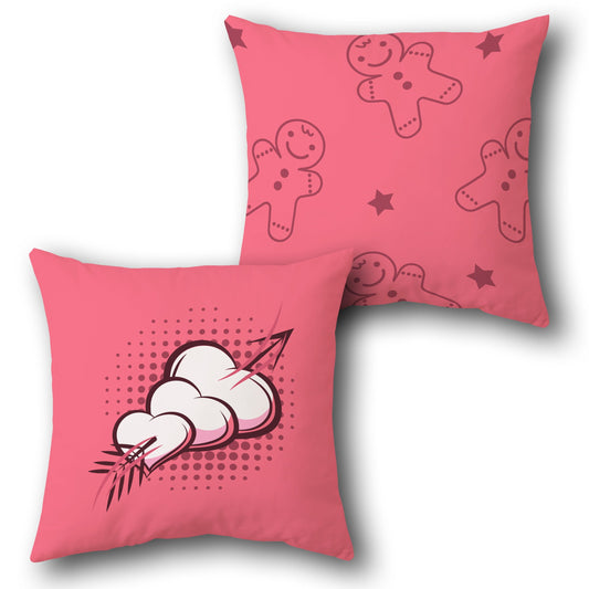 Pink Gingerbread & Love Arrow Holiday    Design Cushion Single (Front & Back)