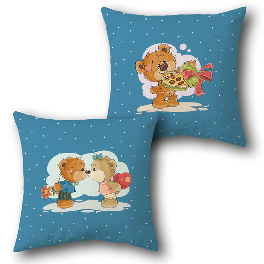 Romantic Teddy Bear Couple    Design Cushion Single (Front & Back)