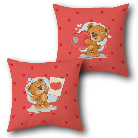 Teddy Bear Love Art    Design Cushion Single (Front & Back)