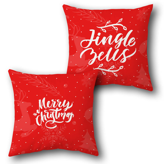 Jingle Bells & Merry Christmas  Design Cushion Single (Front & Back)