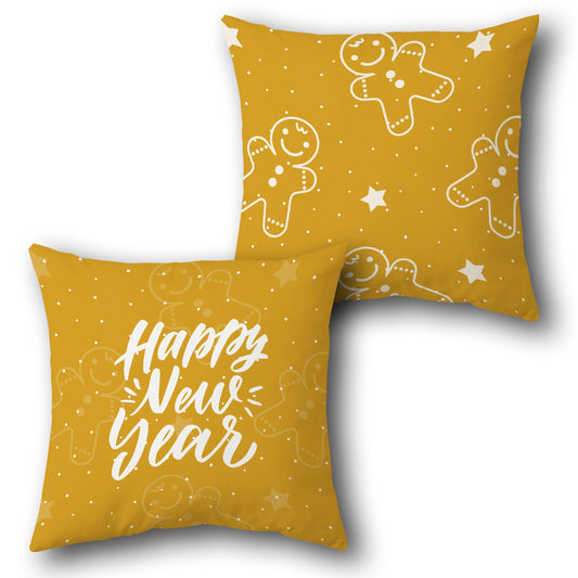 Happy New Year Gingerbread  Design Cushion Single (Front & Back)