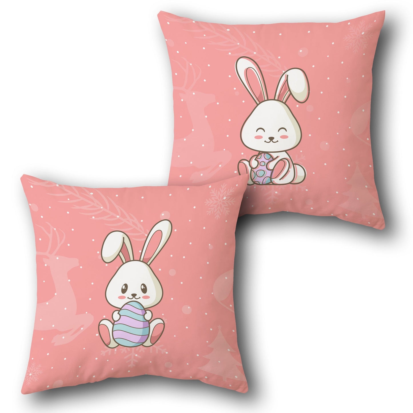 Whimsical Bunny & Egg Easter  Design Cushion Single (Front & Back)