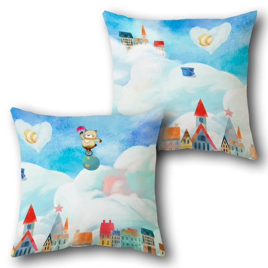 Retro Diner  Design Cushion Single (Front & Back)  - Red and Aqua with Black and White