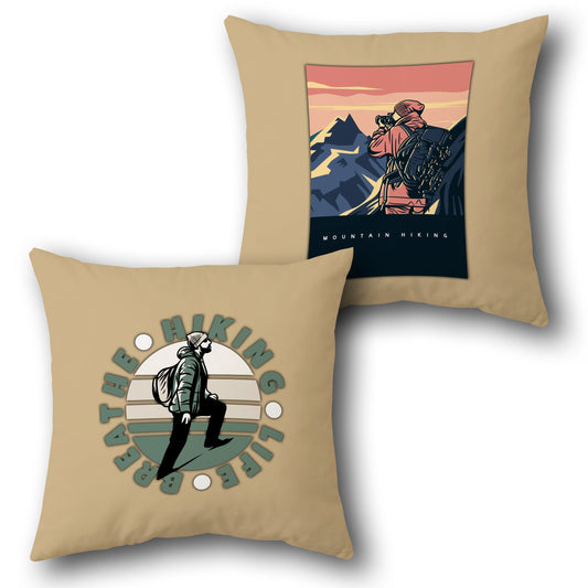 Breathe The Hiking Life Beige Throw s  Design Cushion Single (Front & Back)
