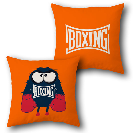 Boxing Monster Orange Throw s  Design Cushion Single (Front & Back)