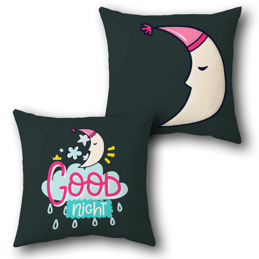 Good Night Black Throw s  Design Cushion Single (Front & Back)