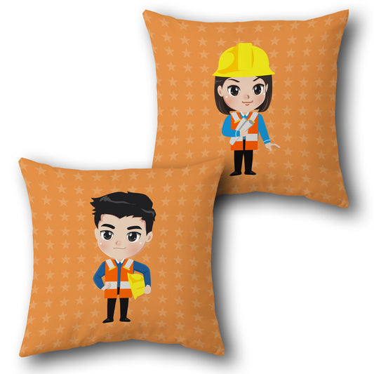 Construction Heroes   – Builder’s Edition Design Cushion Single (Front & Back)