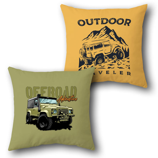 Off-Road Adventure Throw   Design Cushion Single (Front & Back)