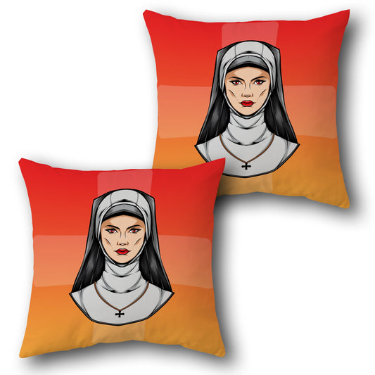 Sacred Grace Nun Art   Design Cushion Single (Front & Back)