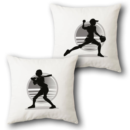 Baseball Silhouette Throw   Design Cushion Single (Front & Back)
