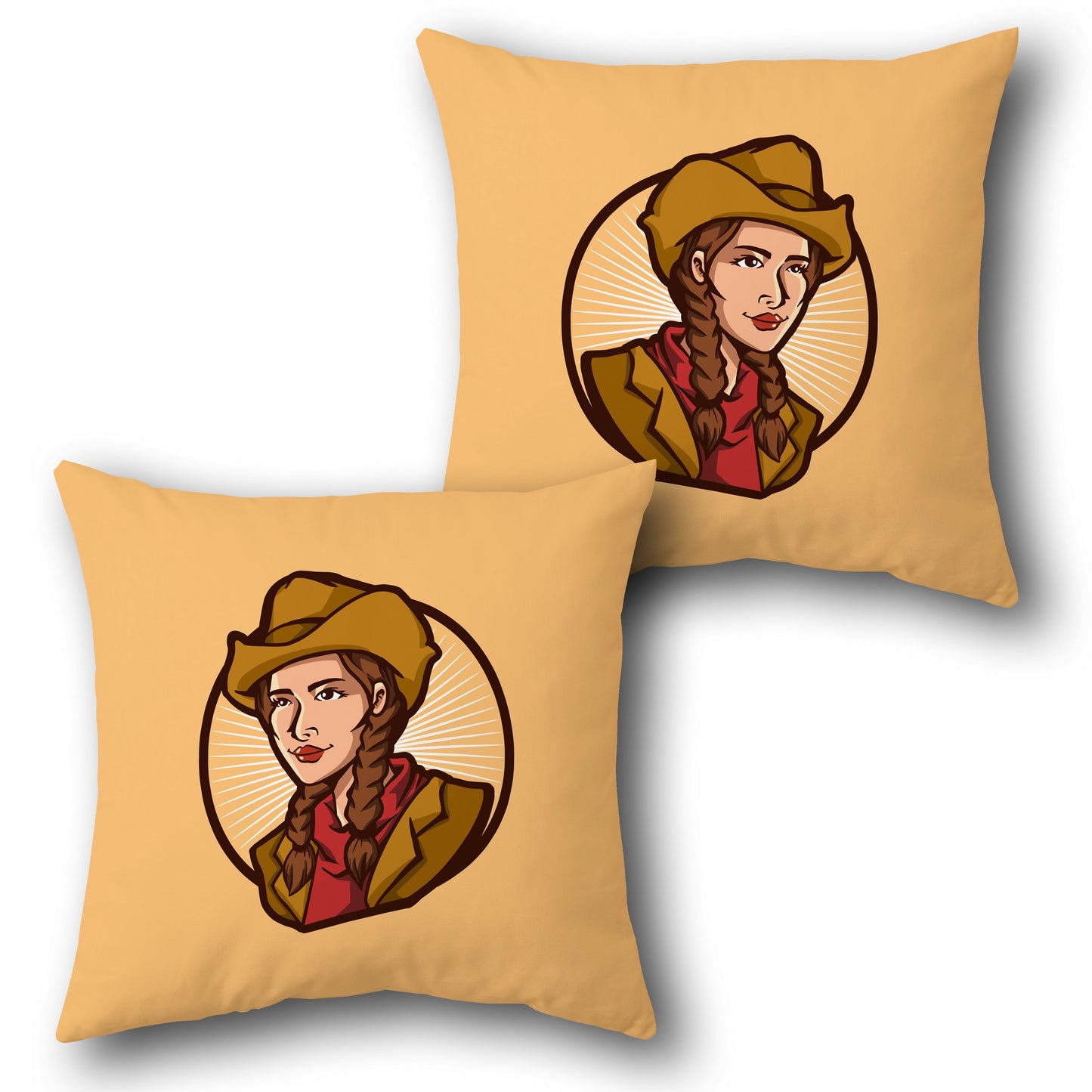 Western Cowgirl Throw   Design Cushion Single (Front & Back)