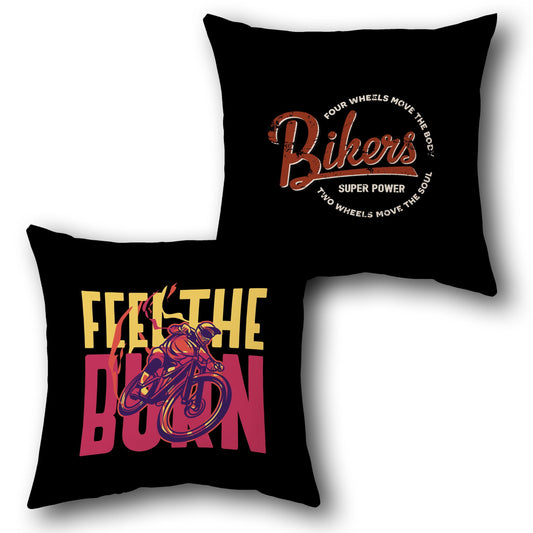 "Ride the Burn" Biker   Design Cushion Single (Front & Back)