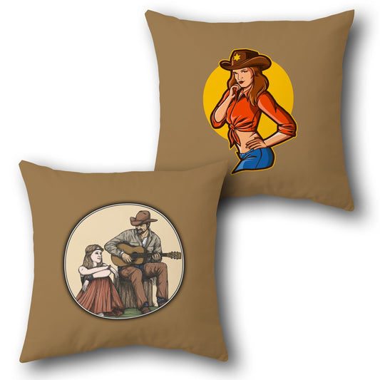 "Cowgirl & Campfire Songs" Western   Design Cushion Single (Front & Back)