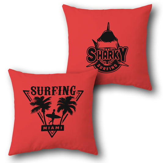 "Sharky Surf Vibes"   Design Cushion Single (Front & Back)