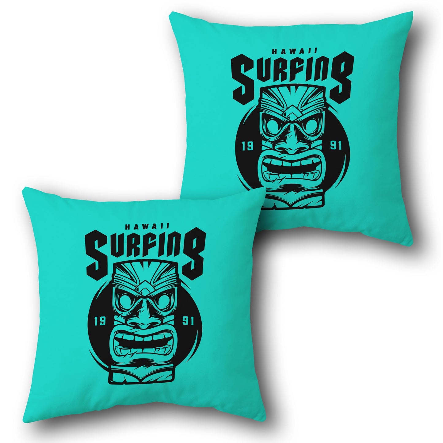 "Tiki Surf Hawaii"   Design Cushion Single (Front & Back)