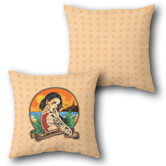 Tattooed Beach Beauty Summer   Design Cushion Single (Front & Back)