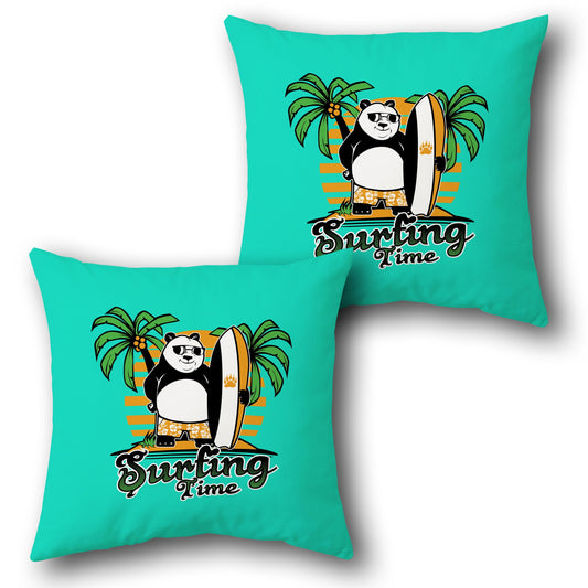 Surf’s Up Panda – Tropical Vibes   Design Cushion Single (Front & Back)