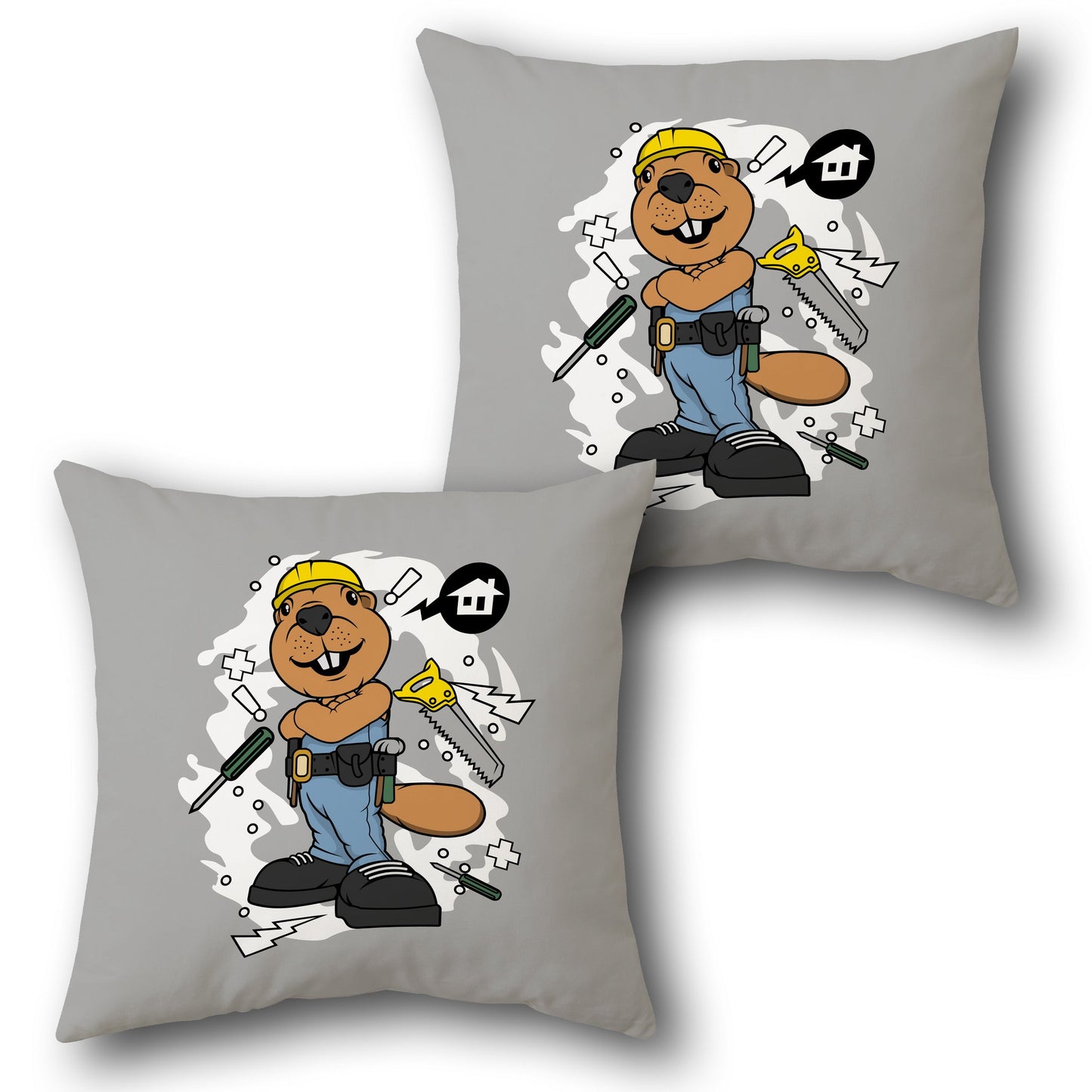 Handy Beaver    Design Cushion Single (Front & Back)