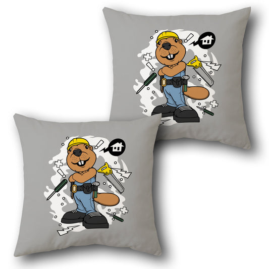 Handy Beaver    Design Cushion Single (Front & Back)