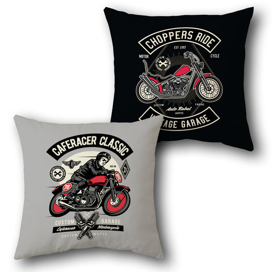 Chopper & Café Racer Throw   Design Cushion Single (Front & Back)