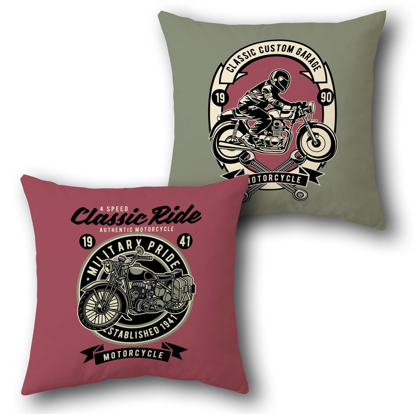 Vintage Motorcycle    Design Cushion Single (Front & Back)