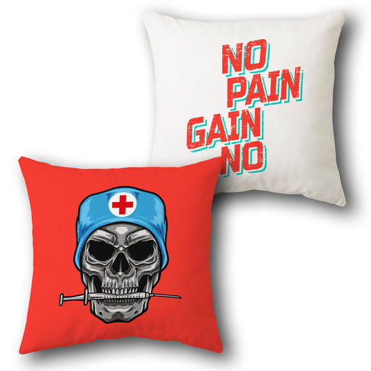 No Pain Skull Nurse    Design Cushion Single (Front & Back)