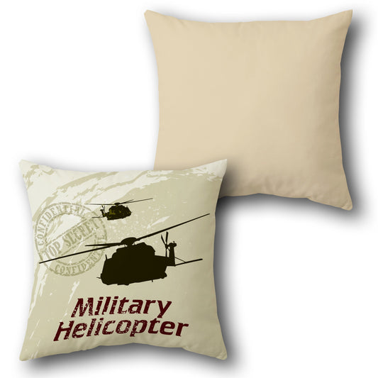 Military Helicopter Beige Throw s  Design Cushion Single (Front & Back)
