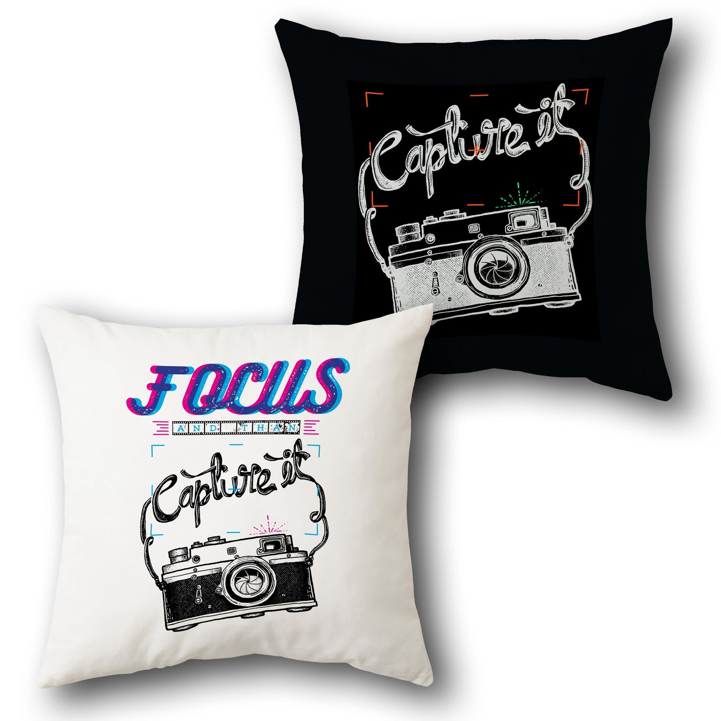Capture It Camera-Themed    Design Cushion Single (Front & Back)