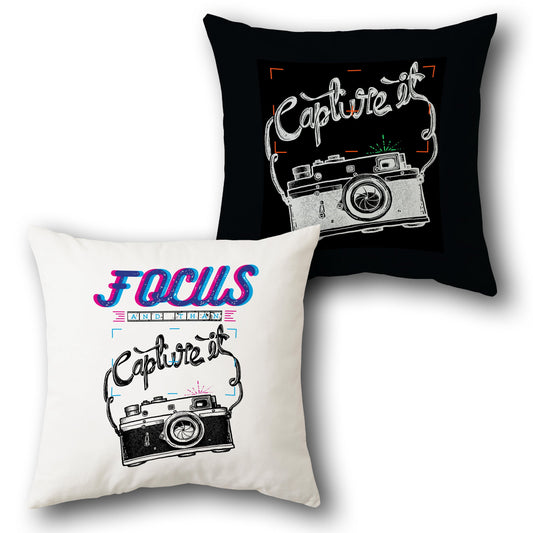 Capture It Camera-Themed    Design Cushion Single (Front & Back)