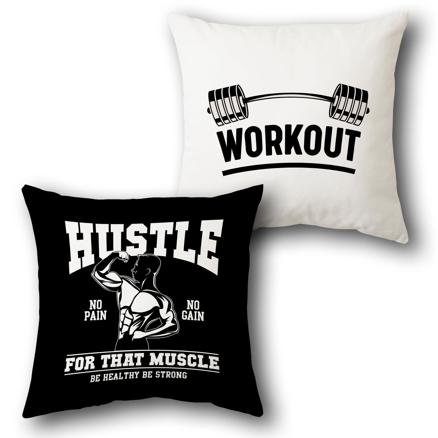 Fitness Hustle Motivational   Design Cushion Single (Front & Back)