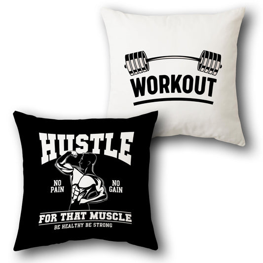 Fitness Hustle Motivational   Design Cushion Single (Front & Back)