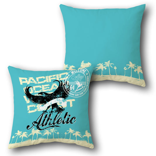 Pacific Coast Cyan Throw s  Design Cushion Single (Front & Back)