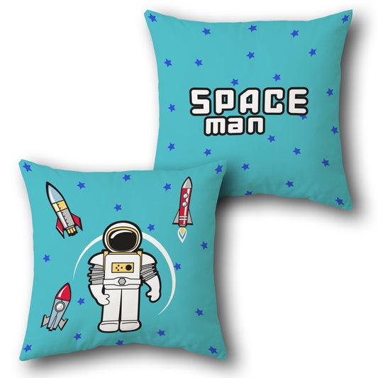 Space Man Cyan Throw s  Design Cushion Single (Front & Back)