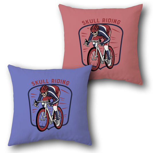 Skull Riding   Design Cushion Single (Front & Back)