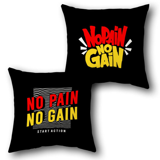 Motivational No Pain No Gain Throw    Design Cushion Single (Front & Back)