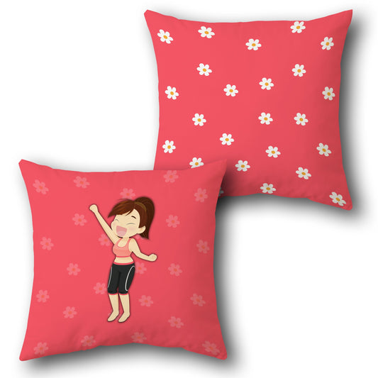 Cheerful Fitness Girl    Design Cushion Single (Front & Back)