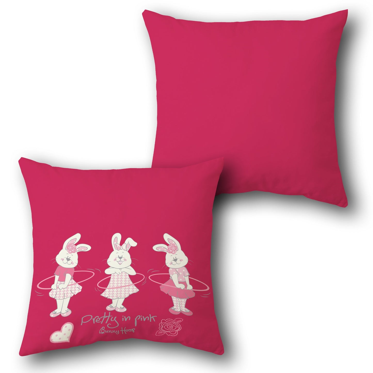 Pretty in Pink Bunny Throw   Design Cushion Single (Front & Back)