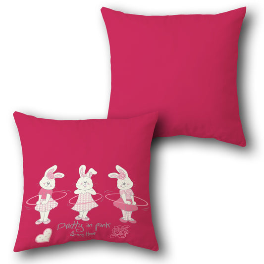 Pretty in Pink Bunny Throw   Design Cushion Single (Front & Back)