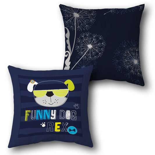 Funny Dog Rex   Design Cushion Single (Front & Back)