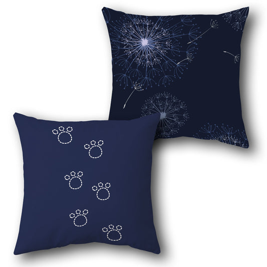 Paw Print Dandelion   Design Cushion Single (Front & Back)