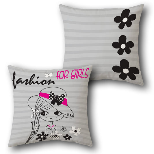 Fashion Girl Printed Decorative   Design Cushion Single (Front & Back)