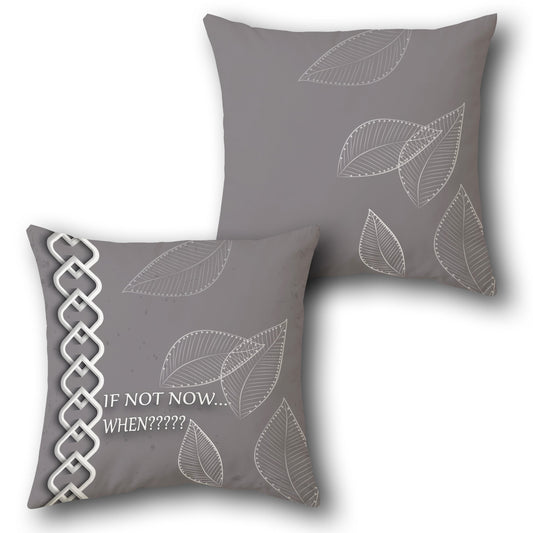 Motivational Leaf Print Decorative   Design Cushion Single (Front & Back)
